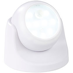 Luminea Kabelloser LED-Strahler, Bewegungssensor, 360° drehbar, 100 lm, weiß Luminea LED-Strahler mit PIR-Sensor, Batteriebetrieb