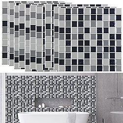 infactory Selbstklebende 3D-Mosaik-Glitzer-Fliesenaufkleber, 26 x 26cm, 20er-Set infactory Deko-Fliesenaufkleber