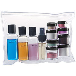 Sichler Beauty Reißverschluss-Tasche, 12 Kosmetik-Behältern f.Flug-Handgepäck, 3erSet Sichler Beauty Reiseflaschen-Sets