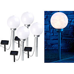 Lunartec 4er-Set Solar-LED-Leuchtkugeln, rotierender Effekt, Erdspieß, Ø 20 cm Lunartec Solar-LED-Leuchtkugeln