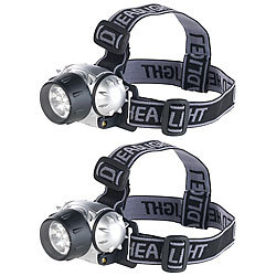 Lunartec LED-Stirnlampe mit 7 LEDs und 3 Helligkeitsstufen, 30 Lumen, 2er-Set Lunartec