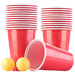 infactory 4er-Set Trinkspiel-Set Bier Pong, je 24 Becher (je 450 ml) & 2 Bälle infactory Trinkspiel-Sets