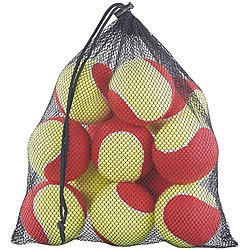 Speeron 12er-Set Tennisbälle, 77 mm für Jugend & Beginner, gelb-rot, Tragenetz Speeron Tennisbälle