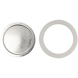 Cucina di Modena Ersatz-Aluminium-Sieb für 9-Tassen-Espressokocher Cucina di Modena Ersatz-Dichtungsringe und Filter für Espresso-Kocher