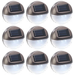 Lunartec 9er-Set Solar-LED-Zaunleuchte für Hauswand & Treppe, Lichtsensor, IP44 Lunartec Solar-LED-Zaunleuchten