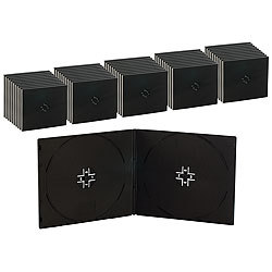 PEARL Doppel CD Slim Soft Boxen im 50er-Set, 7 mm, schwarz PEARL