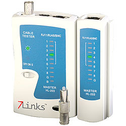 7links 3in1-Kabeltester für RJ-45, RJ-11 und BNC 7links Kabeltester für Netzwerk- und BNC-Kabel