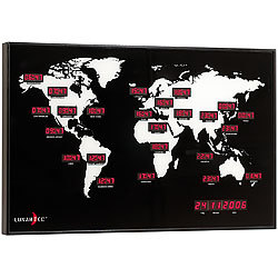 Lunartec Digitale Weltzeit-Uhr mit 24 Weltstädten Lunartec Große LED-Weltzeit-Wanduhren