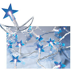 Lunartec Motiv-Lichterkette "Stars", 20 blaue Sterne, 3m Lunartec Sternen-LED-Lichterketten