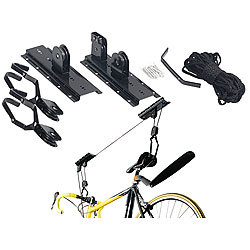AGT 2er-Set platzsparende Fahrrad-Aufhänger mit Liftsystem, bis 20 kg AGT Fahrrad-Deckenlifte