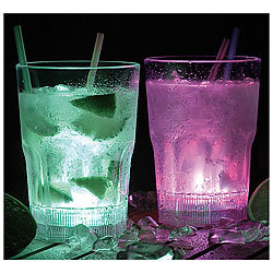 Lunartec Longdrink-Gl&auml;ser mit LED-Farbwechsler, 2er-Set Lunartec LED-Gl&auml;ser