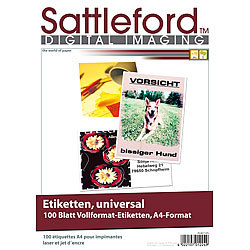 Sattleford 100 Etiketten A4 210x297 mm für Laser/Inkjet Sattleford Drucker-Etiketten