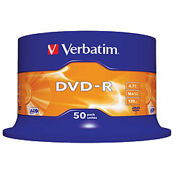 Verbatim DVD-R Rohlinge 16x AZO-Beschichtung, 50er-Spindel Verbatim DVD-Rohlinge