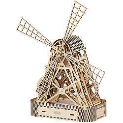 Wooden City Kinetisches 3D-Holzpuzzle "Windm&uuml;hle", ohne Klebstoff