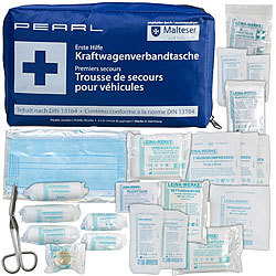 PEARL Marken-KFZ-Verbandtasche, geprüft nach DIN13164 (2022) PEARL Verbandskästen