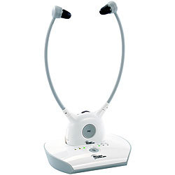 newgen medicals Hörsystem KH-210 für TV & Musik, mit Funk-Kopfhörer, bis 100 dB newgen medicals Funk-Kinnbügel-Kopfhörer mit Hörverstärker