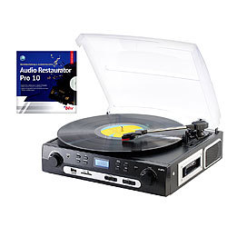 Q-Sonic Schallplatten- und MC-Digitalisierer + Audio Restaurator Pro 10 Q-Sonic USB-Plattenspieler mit Kassetten-Deck