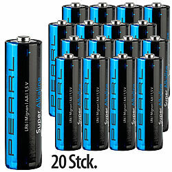 PEARL 50-teiliges Haushalts-Batterie-Set: 10x 9V-Block + 20x AAA + 20x AA PEARL Batterien-Sets mit 9-V-Block, AA und AAA