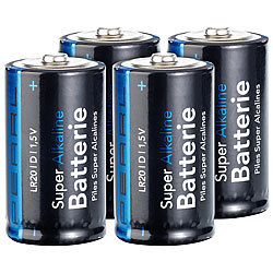 PEARL Sparpack Alkaline Batterien Mono 1,5V Typ D im 4er-Pack PEARL