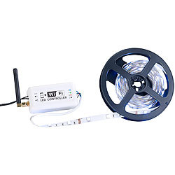 Lunartec RGB-LED-Streifen LC-500A mit Netzteil & Smartphone-Controller, IP65 Lunartec Outdoor-LED-Lichtbäder mit RGB-Farbwechsel