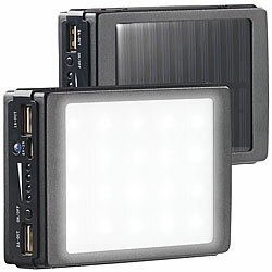 revolt 2in1-Solar-Powerbank mit Campingleuchte, 11.000 mAh, 20 LEDs, 240 lm revolt USB-Solar-Powerbanks mit LED-Leuchten