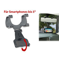 Lescars Universal-Kfz-Rückspiegelhalterung für Smartphones bis 12,7 cm (5") Lescars Smartphone-Halterungen für Rückspiegel