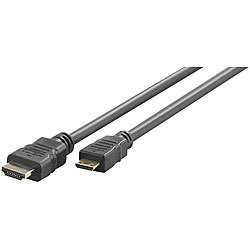 auvisio High-Speed-Adapterkabel Mini-HDMI auf HDMI, für 4K, 3D & Full HD, 2 m auvisio Mini-HDMI-Kabel für 4K