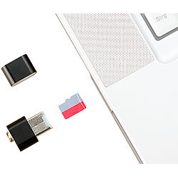 PEARL 4er Pack Mini-Cardreader für microSD(HC/XC)-Karten bis 128 GB & USB PEARL microSD-Kartenleser & USB-Sticks