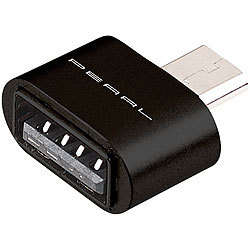 PEARL OTG-USB-Adapter mit Alu-Gehäuse, USB-Buchse auf Micro-USB-Stecker PEARL