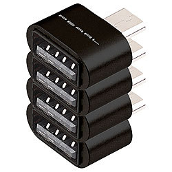 PEARL 4er-Set OTG-USB-Adapter, Alu-Gehäuse, USB-Buchse auf Micro-USB-Stecker PEARL OTG-USB-Adapter auf Micro-USB