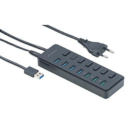 Xystec Aktiver 7-Port-Hub mit 4x USB 3.0 & 3x BC-1.2-Ladeport (7,2 A / 36 W) Xystec Aktive USB-3.0-Hubs mit Schnell-Lade-Funktion