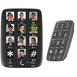 simvalley communications Senioren-Festnetz-Telefon mit 12 Foto-Schnellwahl-Tasten, Freisprecher simvalley communications Großtasten-Freisprech-Telefone (Festnetz)