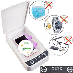 Somikon UV-Desinfektions-Box für Smartphone, Brille, Schlüssel usw., USB Somikon UV-Desinfektionsboxen mit Aroma-Funktion
