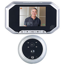 Somikon Digitale Türspion-Kamera mit 8,9-cm-Display, PIR, Aufnahme, Nachtsicht Somikon Türspion-Kameras mit Nachtsicht