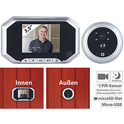 Somikon Digitale Türspion-Kamera mit 8,9-cm-Display, PIR, Aufnahme, Nachtsicht Somikon Türspion-Kameras mit Nachtsicht