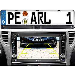 Lescars Rückfahrkamera & Einparkhilfe mit Abstandswarner, Nummernschildhalter Lescars Rückfahr-Kameras in Nummernschild-Halterungen