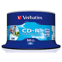 Verbatim CD-R 700MB Super AZO WIDE-Printable, 50er Spindel Verbatim CD-Rohlinge