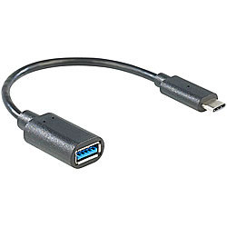 auvisio USB-3.0-Anschlusskabel C-Stecker auf A-Buchse, 15 cm auvisio USB-3.0-Anschlusskabel USB-C auf USB-A-Buchse