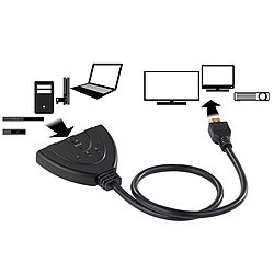 auvisio 3-fach-HDMI-Switch für 4K-UHD-TVs, HDMI 2.0, automatische Umschaltung auvisio Automatische HDMI-Switches für 4K UHD