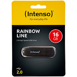 Intenso 16 GB USB-Speicherstick Rainbow Line, transparent-schwarz Intenso USB-Speichersticks
