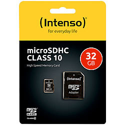Intenso microSDHC-Speicherkarte 32 GB, Class 10, inkl. SD-Adapter Intenso microSD-Speicherkarten