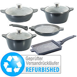 Tornwald-Schmiede Granit-Kochset, 5-teilig (Versandr&uuml;ckl&auml;ufer) Tornwald-Schmiede T&ouml;pfe- & Pfannen-Sets aus Granit-Echtsteinen