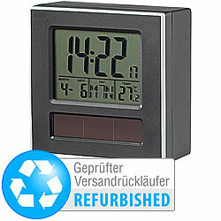infactory Solar-Funkwecker DCF mit LCD-Display, Versandrückläufer infactory Solar-Funk-Wecker