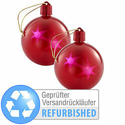 Lunartec 2er-Set LED-Weihnachtskugeln mit 3D-Effekt, rot Versandrückläufer Lunartec 3D LED-Weihnachtskugeln
