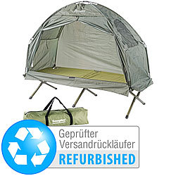 Semptec Urban Survival Technology 2in1-Zelt mit Alu-Feldbett, 1200 mm Wassersäule, Versandrückläufer Semptec Urban Survival Technology Feldliegen mit Zelt