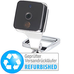 VisorTech WLAN-IP-Kamera mit App, HD 720p, 155° (Versandrückläufer) VisorTech HD-Micro-IP-Überwachungskameras mit Nachtsicht und App