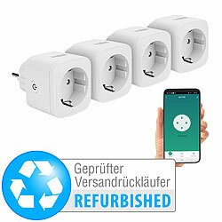 Luminea Home Control 4er-Set WLAN-Steckdosen, Apple-HomeKit-zertifiziert, Versandrückläufer Luminea Home Control