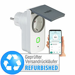 Luminea Home Control WLAN-Outdoor-Steckdose, HomeKit-fähig, App, Versandrückläufer Luminea Home Control Outdoor-WLAN-Steckdosen, HomeKit-fähig