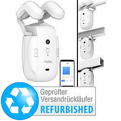 Luminea Home Control Smarter 3in1-Universal-Vorhangmotor mit Akku, Versandrückläufer Luminea Home Control Smarte 3in1-Universal-Vorhangmotoren mit App, Timer- und Sensor-Steuerung