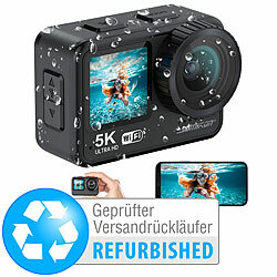 Somikon Mini-Actioncam mit 5K-Auflösung, wasserdicht, Versandrückläufer Somikon 5K-Actioncam mit 2 Displays und WLAN, wasserdicht
